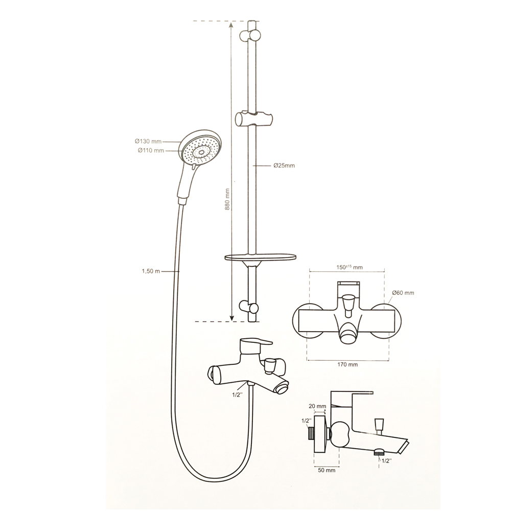 60721438 Душевая стойка Rimini со смесителем серия Swith () Raiber  - Вид №1