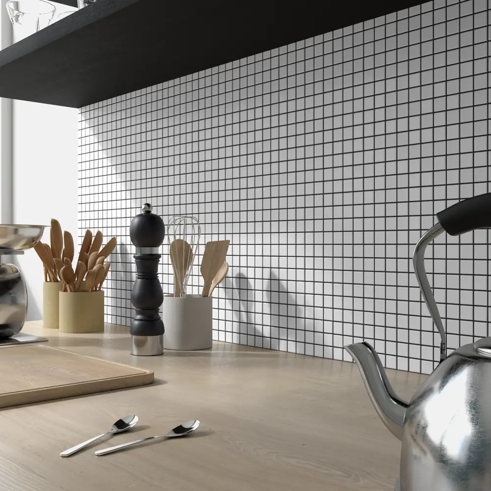 Стеклянная мозаика Kreaforta белая глянцевая 32.7×32.7 см 89400882 STLM-1572025 - Вид №3