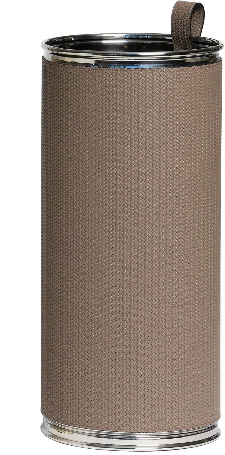 Подставка для зонтов - Ø 22XH48 см/металлическая_хромированная/зернистая кожа_верблюжья