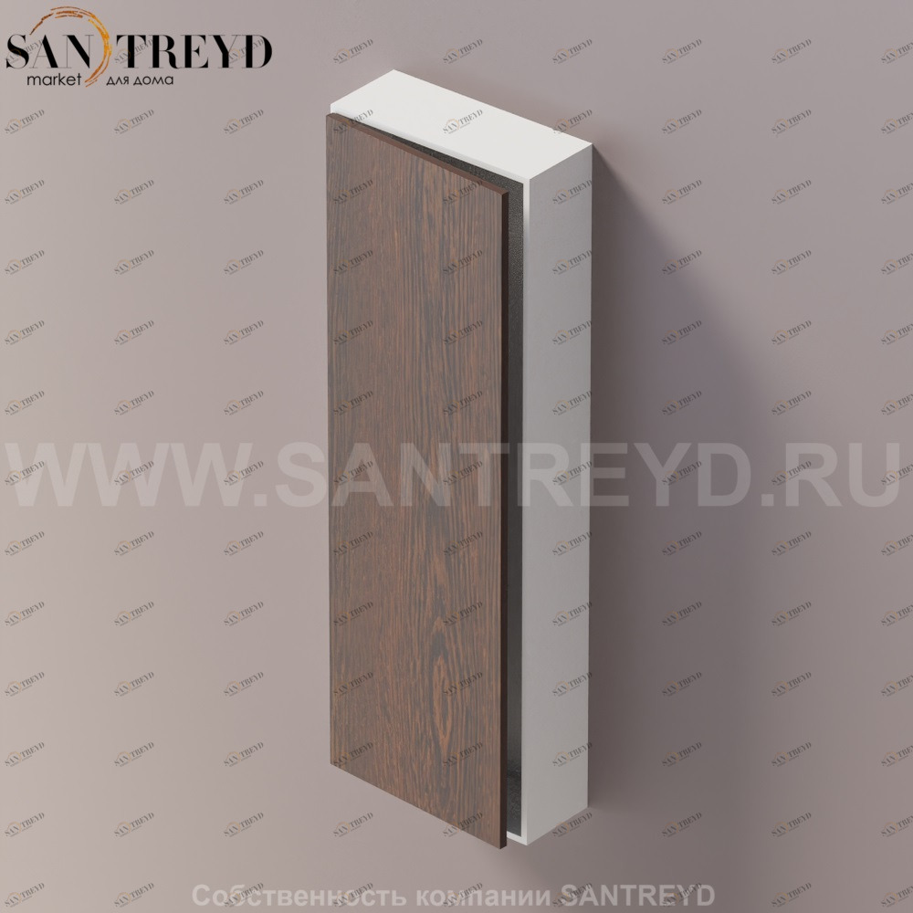 LIFT Модульный шкаф 120 см с левой дверью на доводчиках. Модули могут располагаться горизонтально и вертикально. Отделка: белая краска и коричневый дуб. AMOB054RULZSX Agape