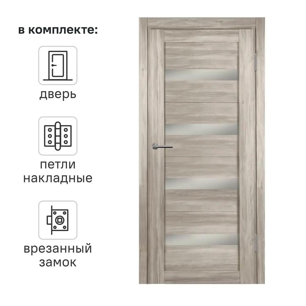 Дверь межкомнатная глухая Корса 90x200 см ПВХ цвет санремо светлый с замком и петлями 89441103 STLM-2015719 МАРИО РИОЛИ 