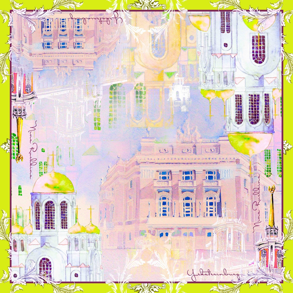 10633872 МД Нины Ручкиной Платок сувенирный "Я горожанка" 90х90см Ткань 