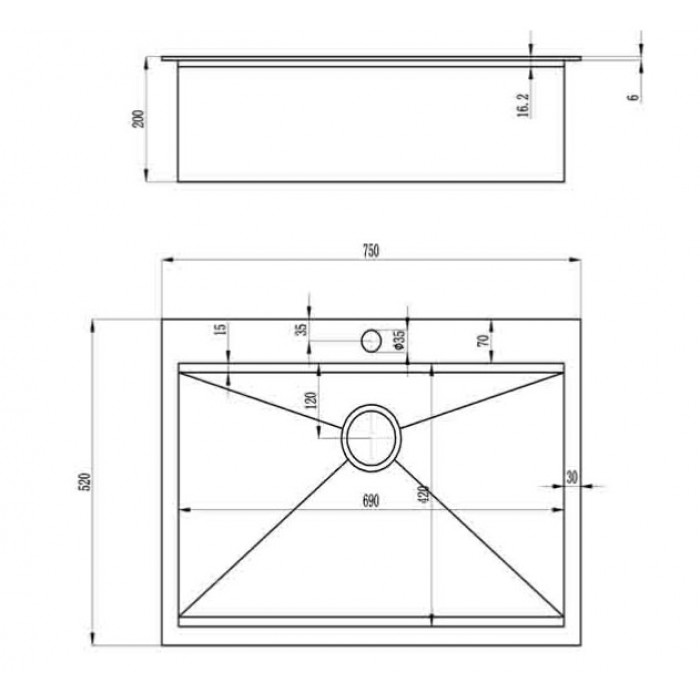 Zorg Master ZM X-7552 dito Мойка кухонная прямоугольная Zorg  - Вид №2