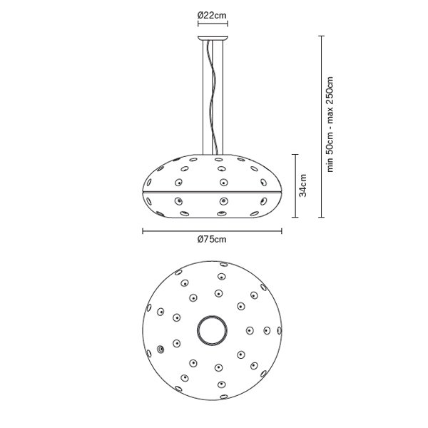 Светильник подвесной 34х75 см черный Riccio D72A0302 FABBIAN ДИЗАЙНЕРСКИЕ 00-3882247 Черный  - Вид №4