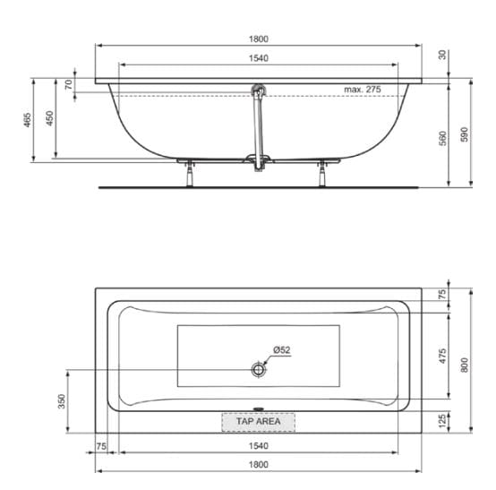 Прямоугольная ванна Ideal Standard La Dolce Vita ARCH-00115754 - Вид №1