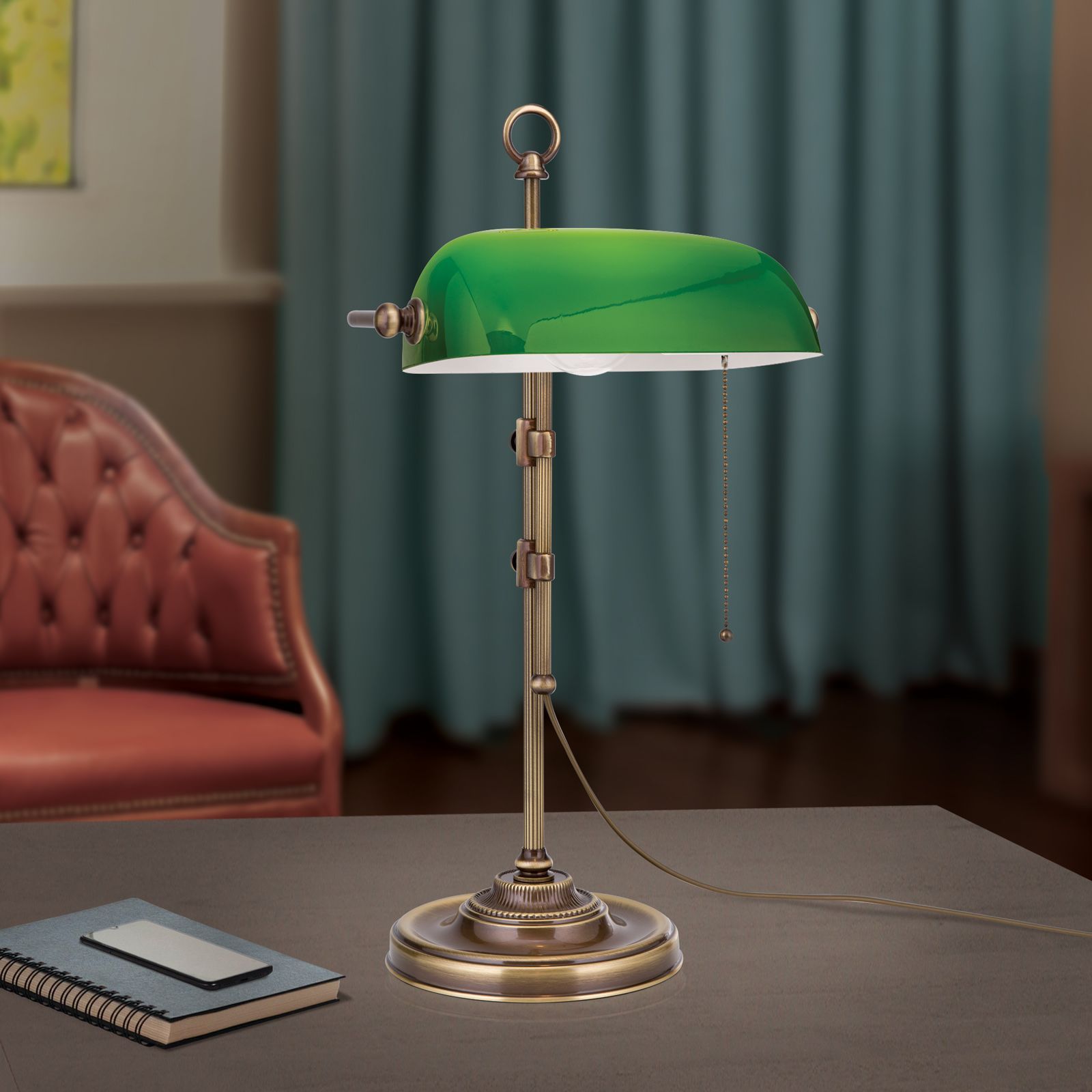 Регулируемая настольная лампа из латуни и стекла Orion Harvard ARCH-00011008 - Вид №14