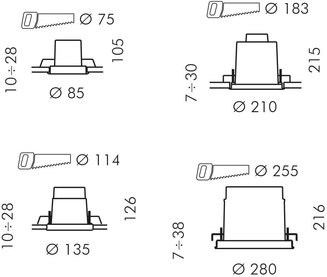 SIMES Круглый встраиваемый точечный светильник Zip sun-id-1471281 - Вид №2