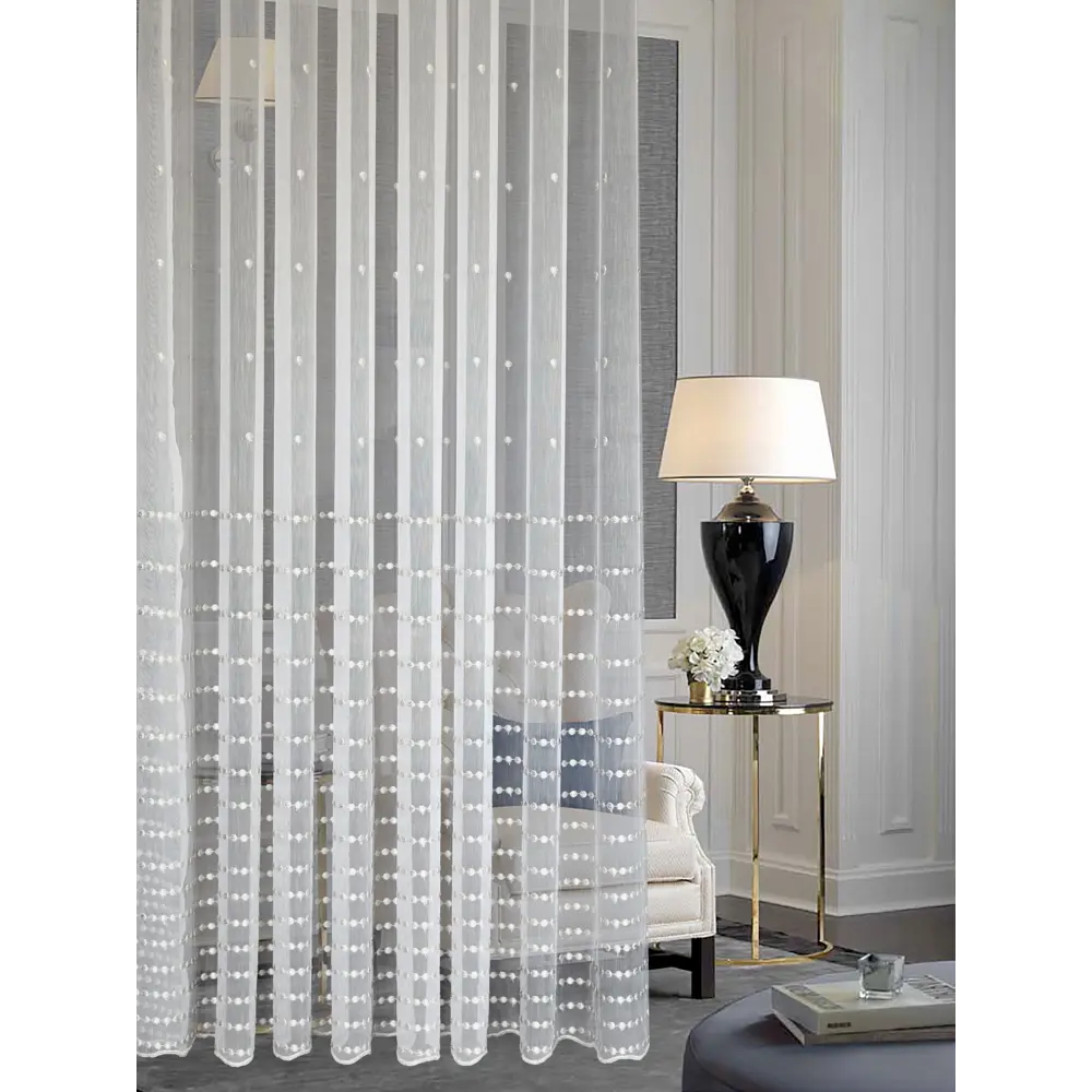 Тюль на ленте Бари 250x260 см цвет серебристо-белый MIAMOZA STLM-2127942 - Вид №2