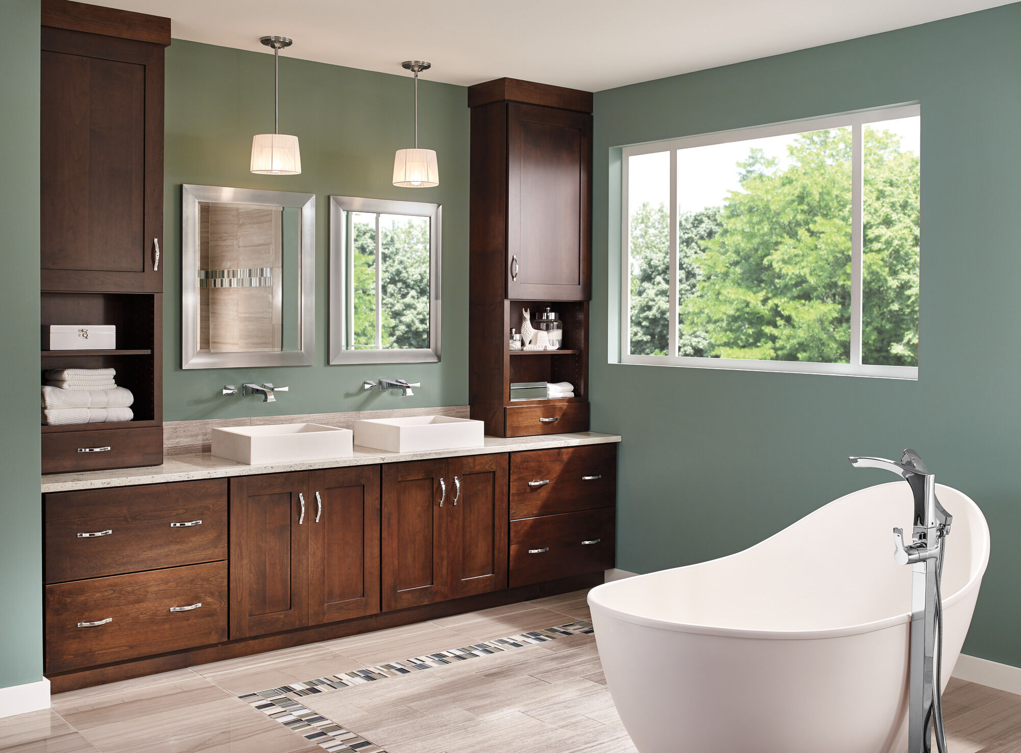 T4752-PNFL Напольная накладка для ванны с одной ручкой и ручным душем Delta Faucet Tesla Полированный никель - Вид №5