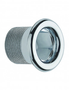 069700 000 00  Накладка перелива Д. 24 мм для раковины из синтетического материала, затяжка 12/19 мм, Л. 26 мм ломкая, хромированная Valentin Хром