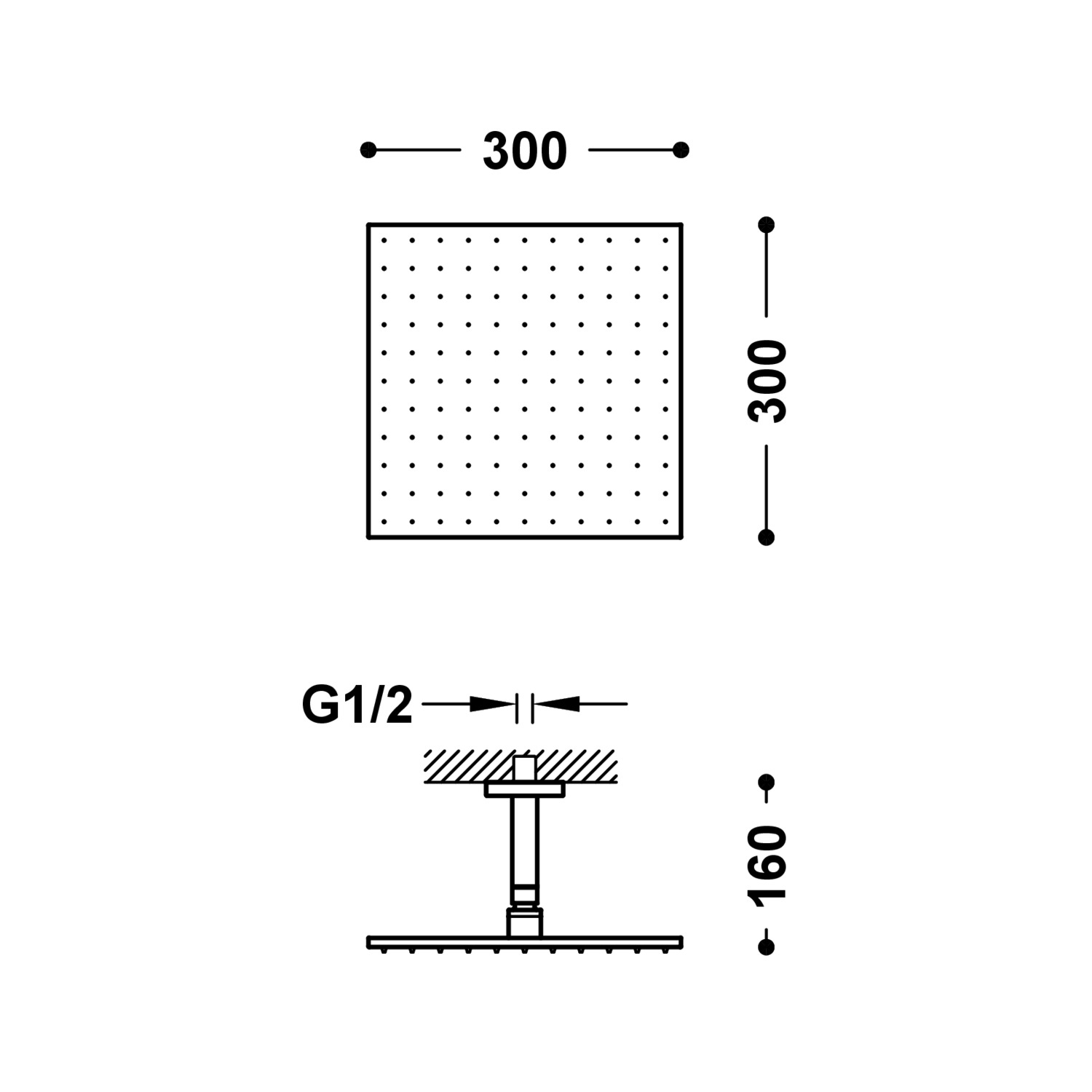Потолочный кронштейн с регулируемой насадкой для душа-03483102 TRES Showers - Вид №1