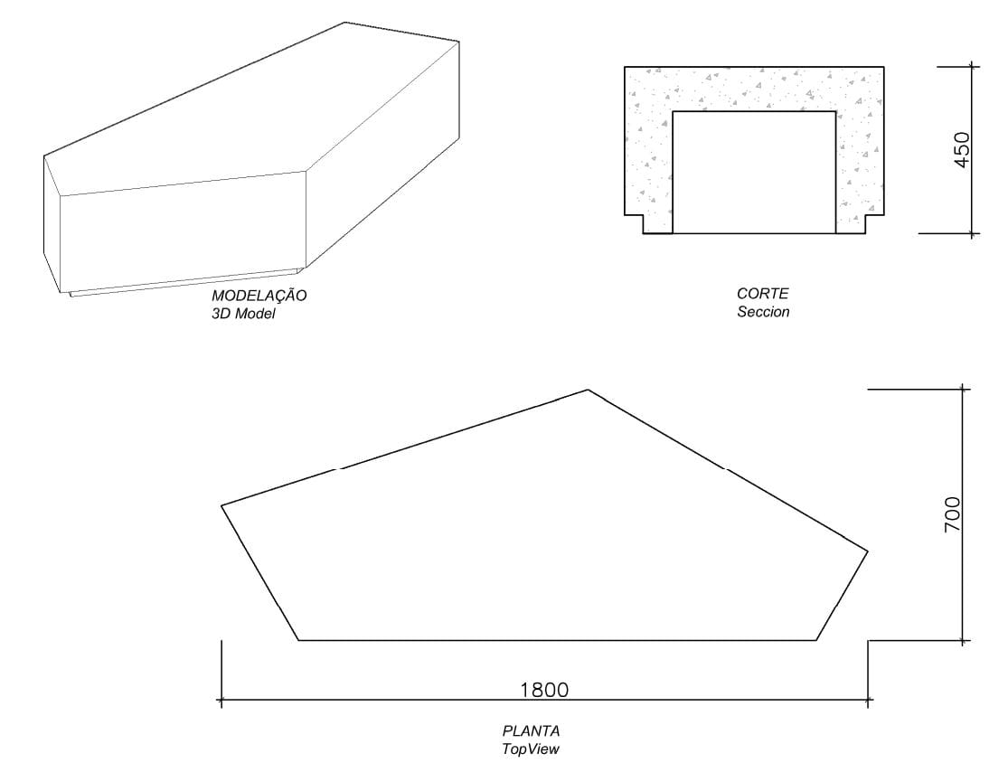 Модульная бетонная скамья без спинки amop Modo ARCH-00141647 - Вид №3