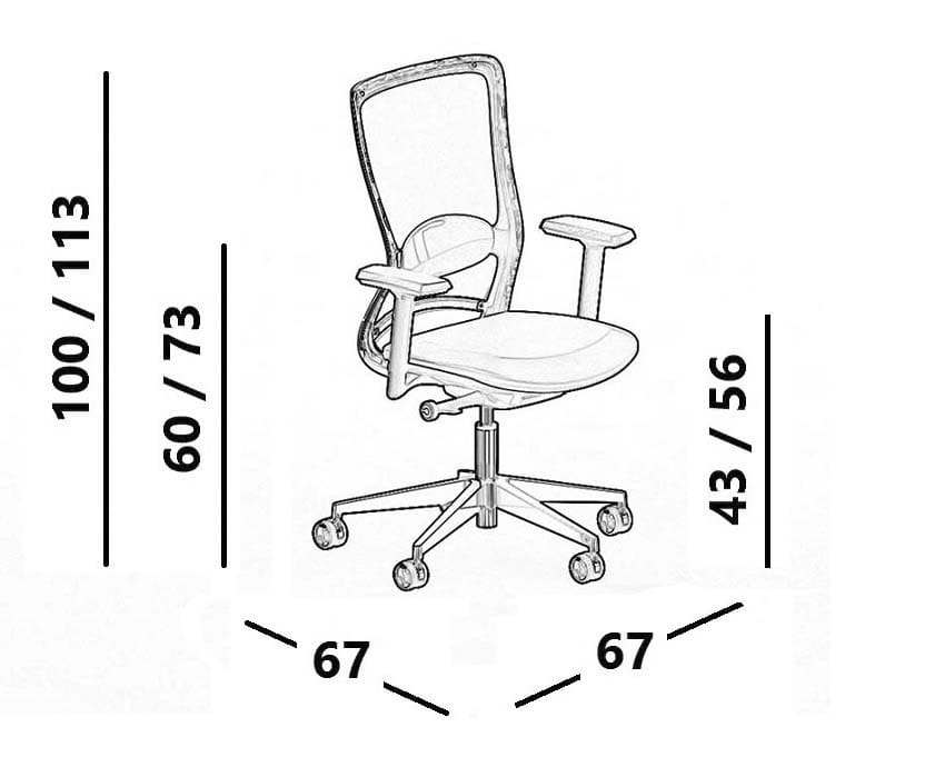 Офисное кресло с сетчатыми колесами и подлокотниками с 5 спицами Luxy ARCH-00020098 - Вид №16