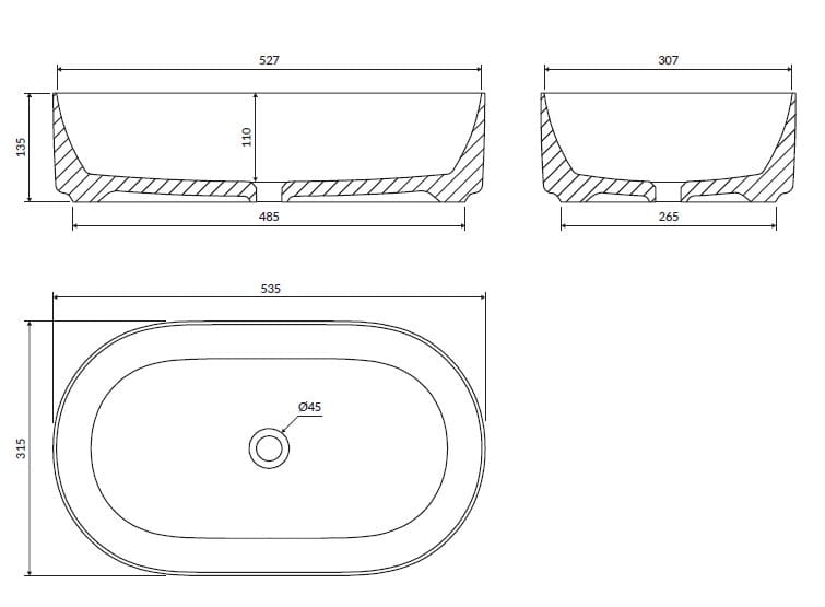 Овальный умывальник из керамических материалов OMNIRES Mesa ARCH-00031230 - Вид №6