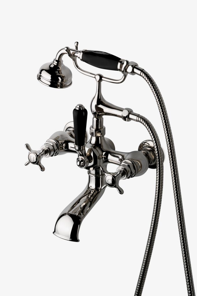 EAXT34 Наполнитель для ванн Easton Vintage Exposed, ручной душ из черного фарфора и рычажный переключатель Waterworks 