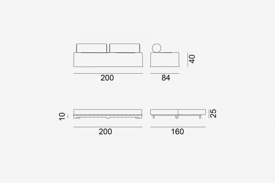 Раскладной диван-кровать из ткани Gervasoni Beds ARCH-00146937 - Вид №7