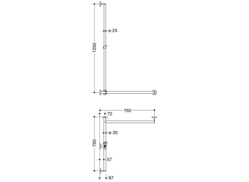 900.35.33040 Поручень для душа с выдвижным держателем для душа HEWI Greifen  - Вид №1