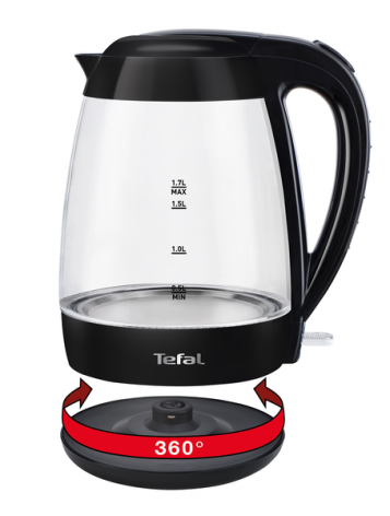 KO450832 Чайник / черный со стеклом, 2200вт, закрытая спираль, 1.7 л Tefal Santreyd  - Вид №1