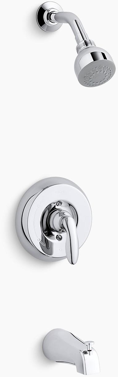 KOHLER Coralais Rite-Temp клапан для ванны и душа с рычажной ручкой, изливом NPT и насадкой для душа 2,5 галлона в минуту K-TS15601-4-CP 