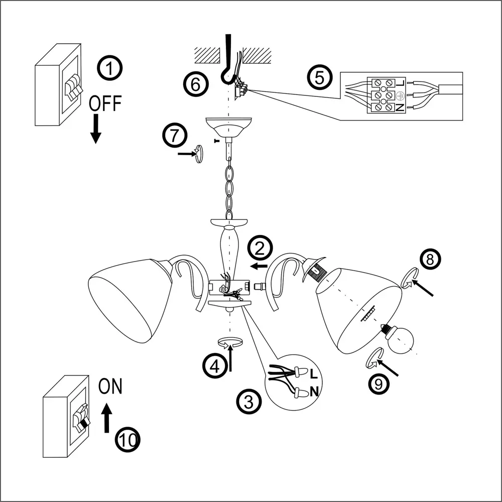 Люстра потолочная Богема 5 ламп 15 м² цвет белый РОССВЕТ STLM-2049357 - Вид №10