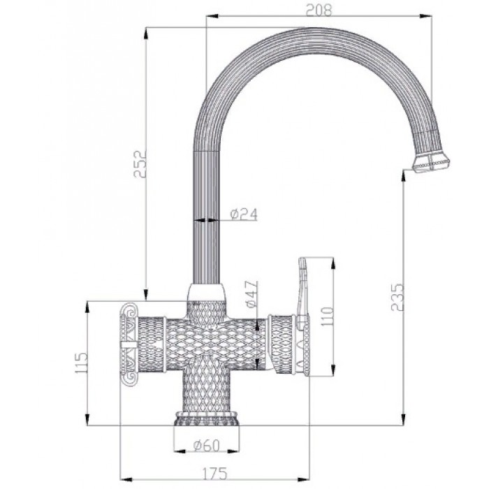 Zorg A 51 KF-Br смеситель Смеситель для кухни Zorg 367 x 208 мм  - Вид №2