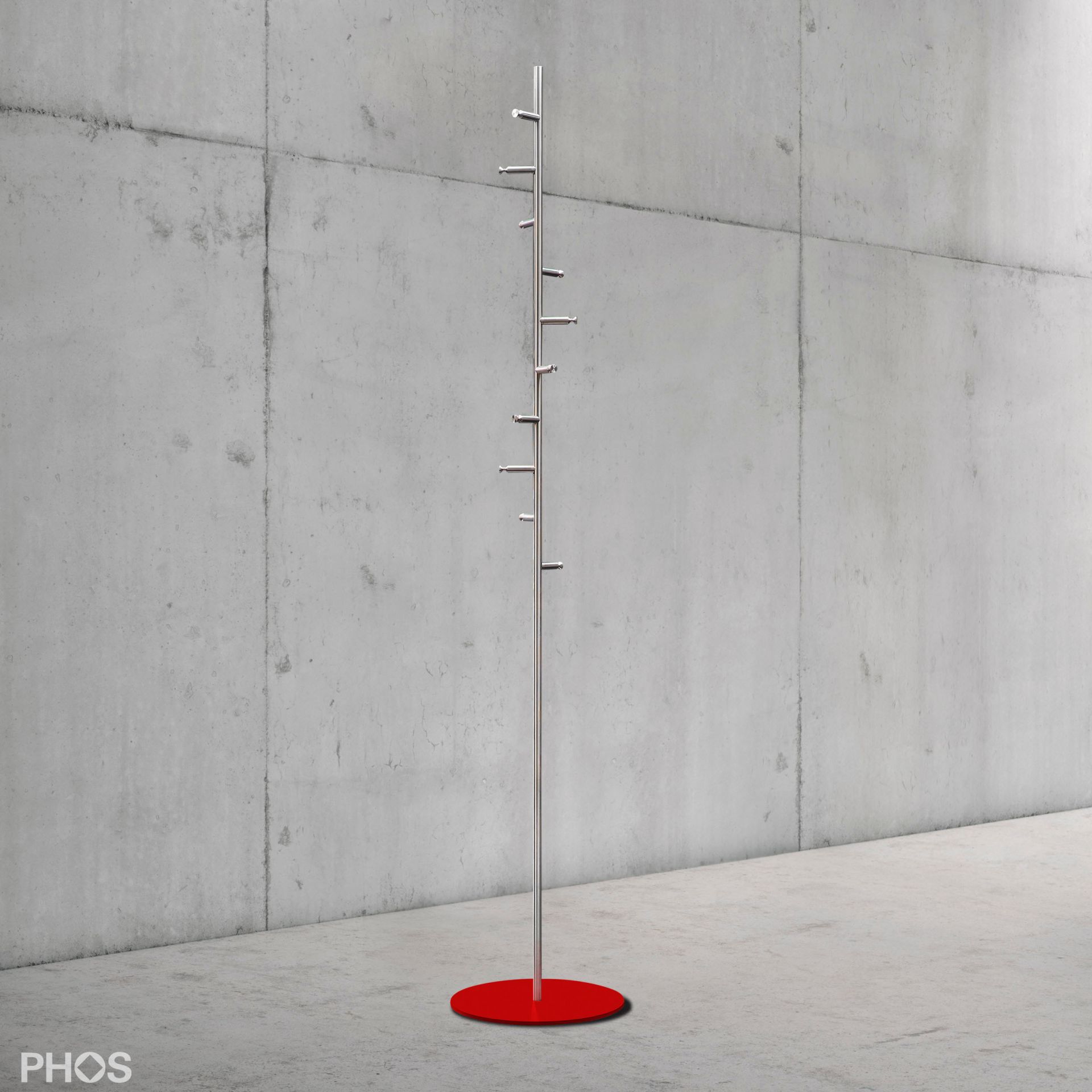 GSTH10-B-BPR Вешалка для полотенец и вешалка для верхней одежды с 10 крючками, основание: красное PHOS 