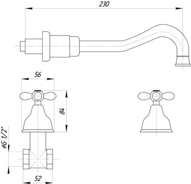 Смеситель MIGLIORE Princeton Plus ML.PRP-8069.СR скрытого монтажа для раковины - хром ML.PRP-8069.CR - Вид №2