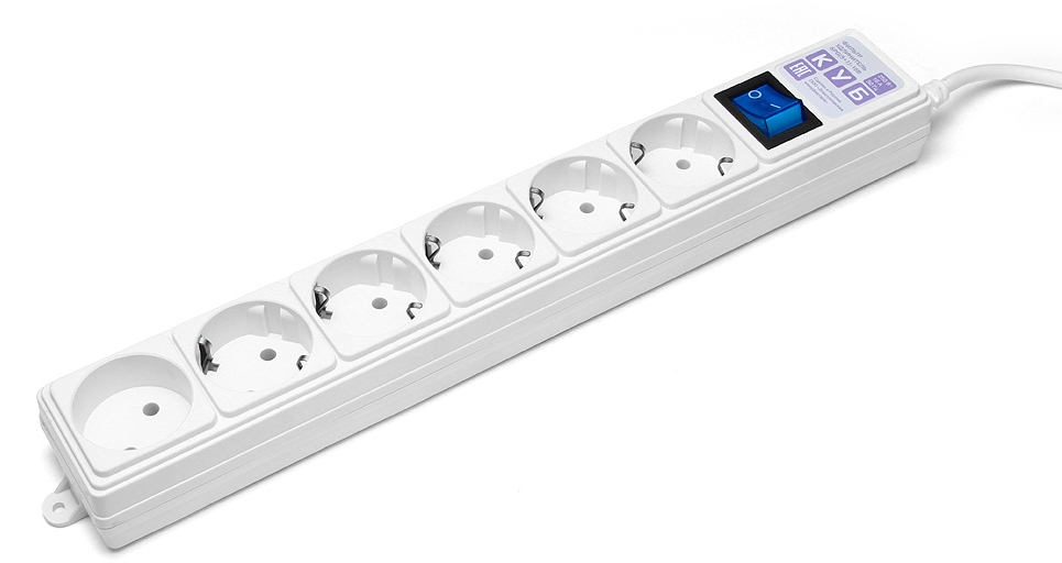 SPG(5+1)-16B-1.9M Surge protector power cube 1,9 m 6 outlets (white) 16a / 3,5kvt Электрическая мануфактура Santreyd 