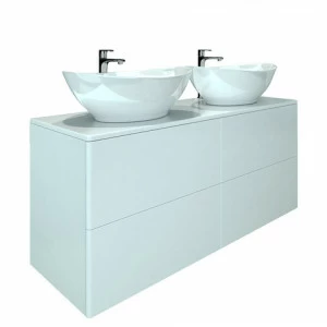 Orange Ot-130TuMDF+G56 Тумба подвесная Otto c двумя раковинами Гамма 560 Белый