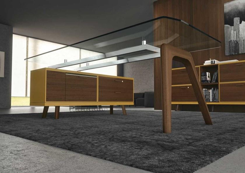 Bralco Рабочий стол из стекла со встроенной полкой Rail sun-id-1361862 - Вид №1