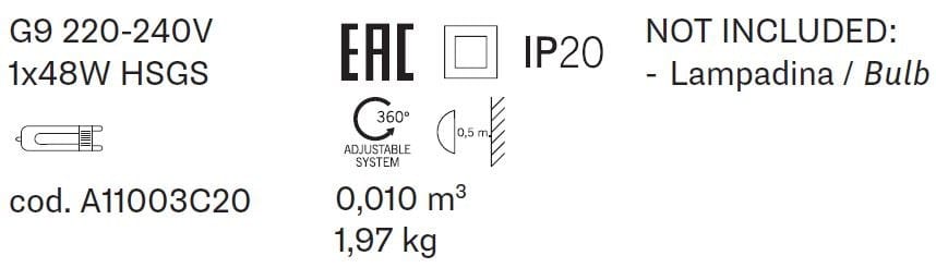 Регулируемая хромированная металлическая настенная лампа Fabbian Beluga White ARCH-00079305 - Вид №3