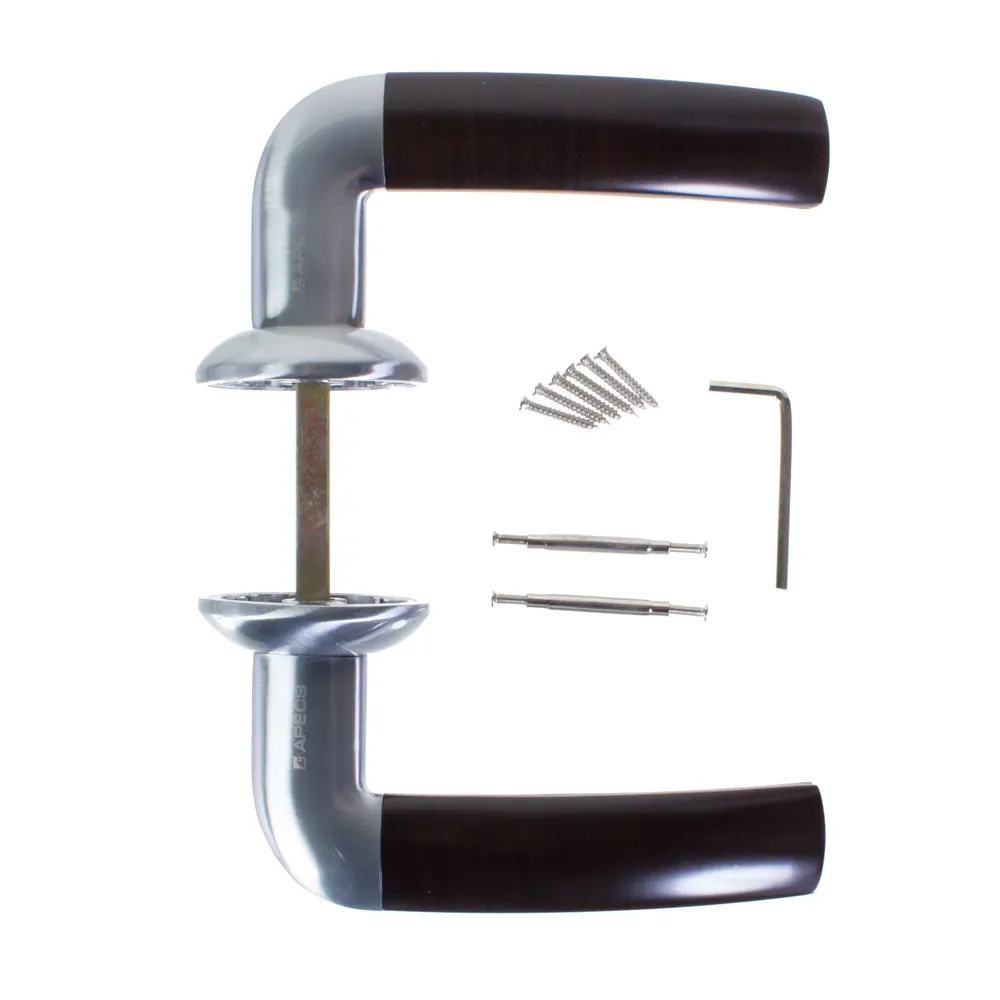 Ручки дверные на розетке Apecs H-0576-Z, цинковый сплав, цвет сатин/дерево/хром STLM-2136712 - Вид №2