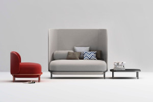 2-местный металлический линейный диван с высокой спинкой