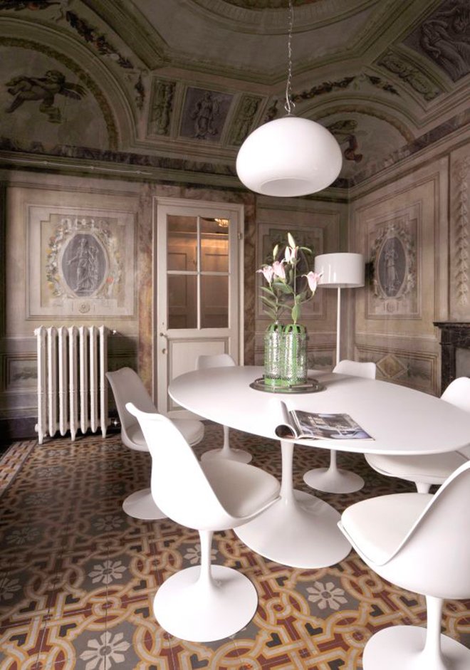 Обеденный стол круглый белый глянцевый 100 см Eero Saarinen Style Tulip Table SOHO DESIGN TULIP 131562 Белый - Вид №3