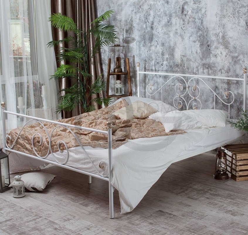 Кованая двуспальная кровать 160х200 с двумя спинками белая "Камелия" FRANCESCO ROSSI КАМЕЛИЯ 134637 Белый  - Вид №3