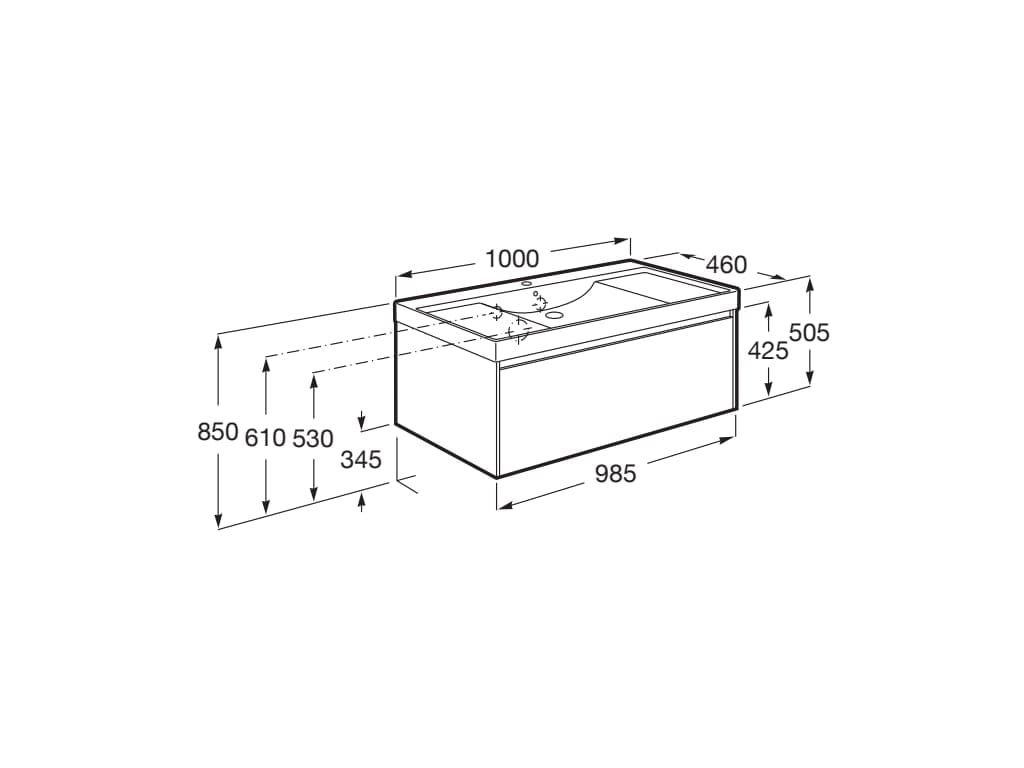 Подвесной шкаф с одной раковиной со встроенной раковиной Roca Ona ARCH-00057700 - Вид №25