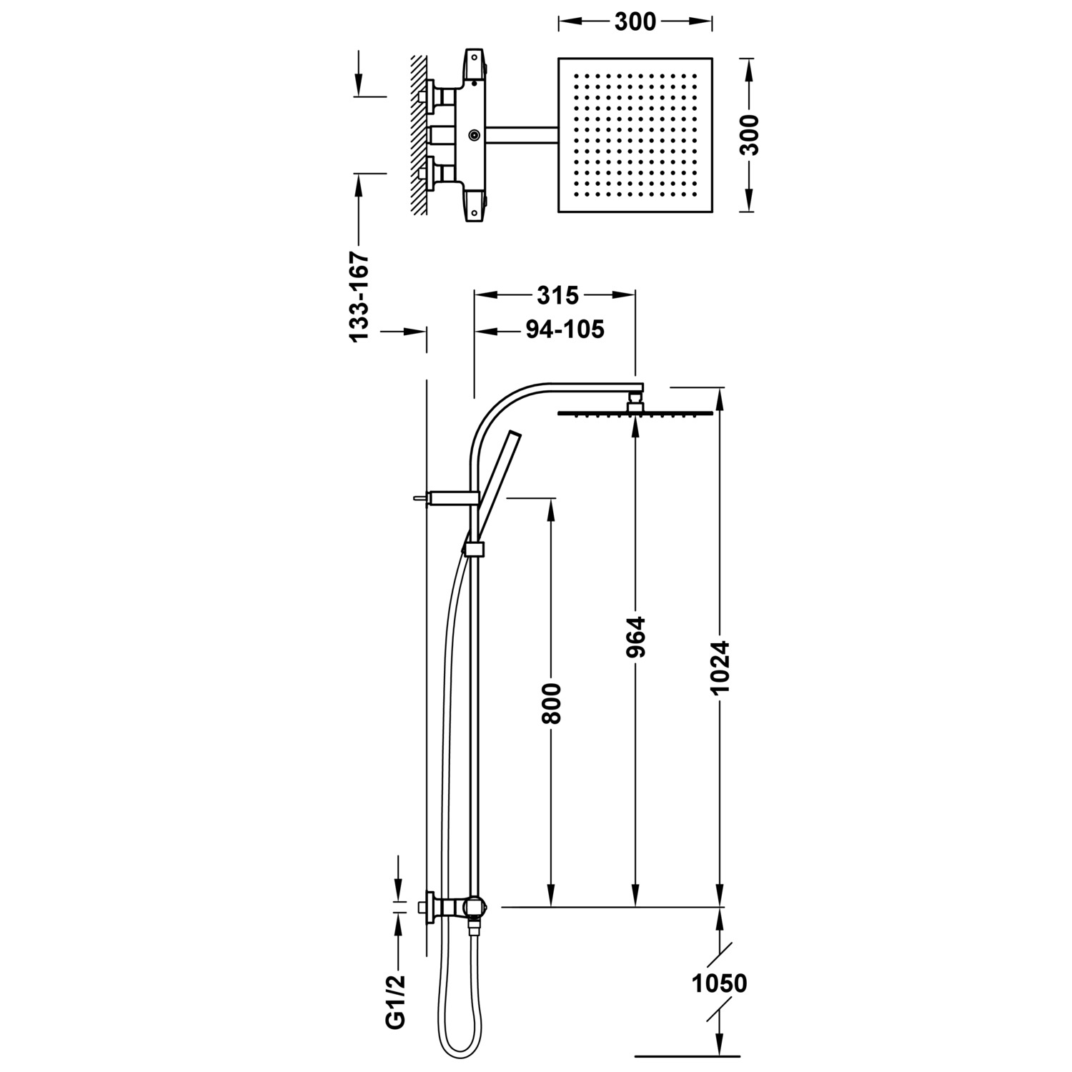 НАСТЕННЫЙ 2-полосный настенный термостатический смеситель для душа-19039305 TRES Thermostatic - Вид №1