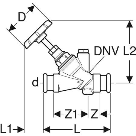 94888 Запорный вентиль Geberit Mapress угловой Geberit  - Вид №2