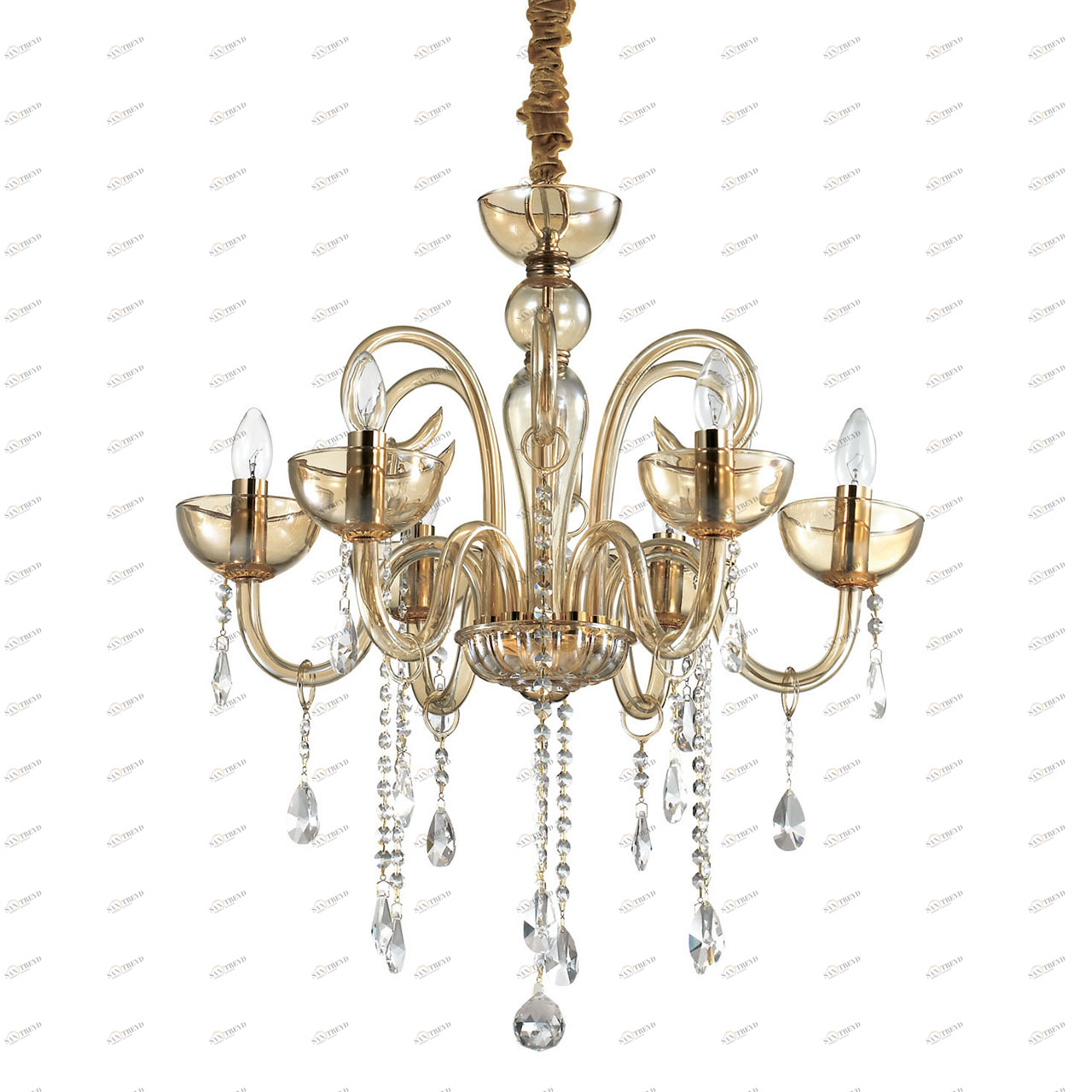 Подвесная люстра Ideal Lux Canaletto SP6 Ambra IDEAL LUX ДИЗАЙНЕРСКИЕ, CANALETTO AMBRA 057277 Желтый 