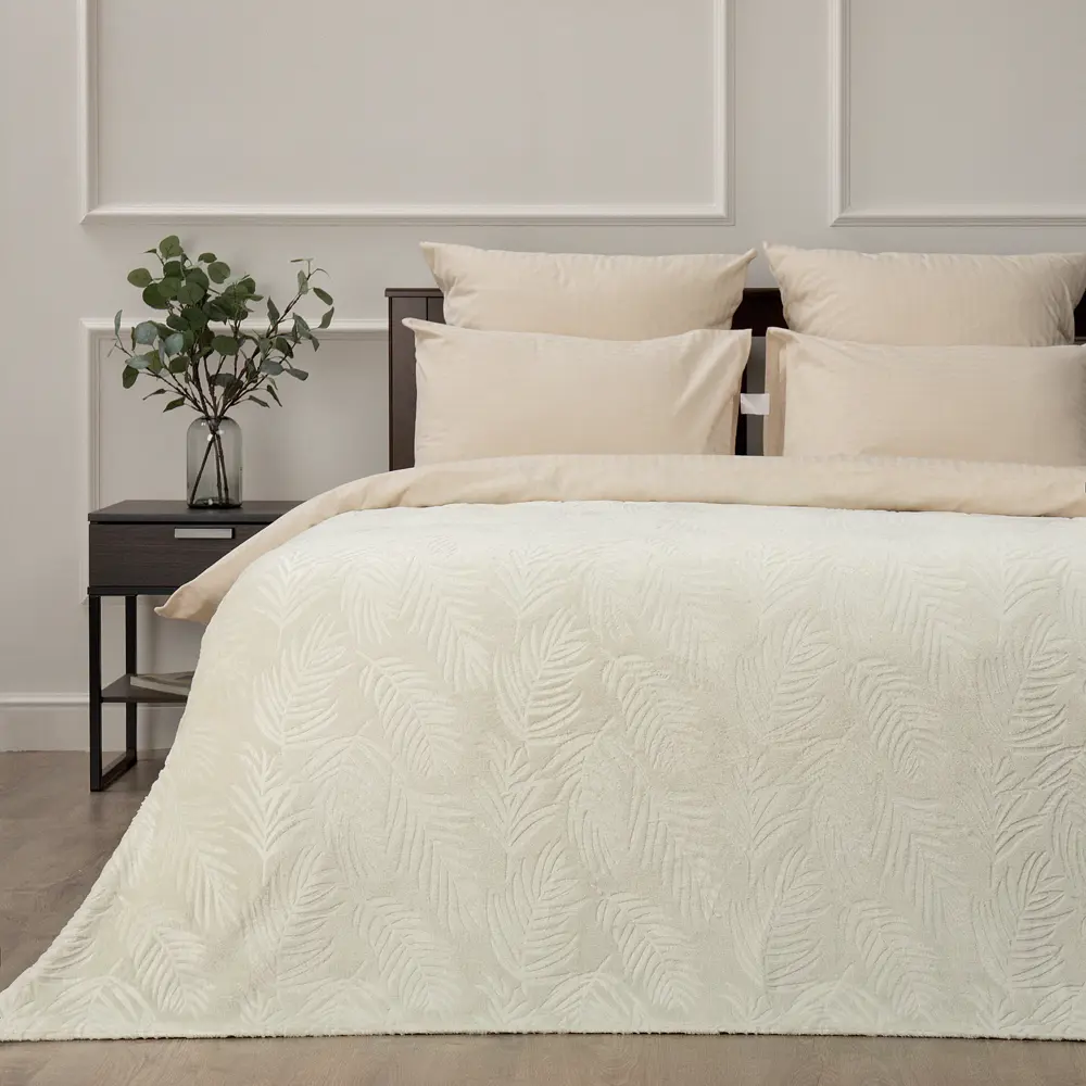 Плед TEXREPUBLIC Листья 150×200 см скандинавский бежевый 89417259 STLM-1563681 - Вид №4