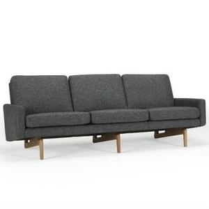 Диван трехместный Egsmark с мягкими подлокотниками, лакированный дуб, темно-серый