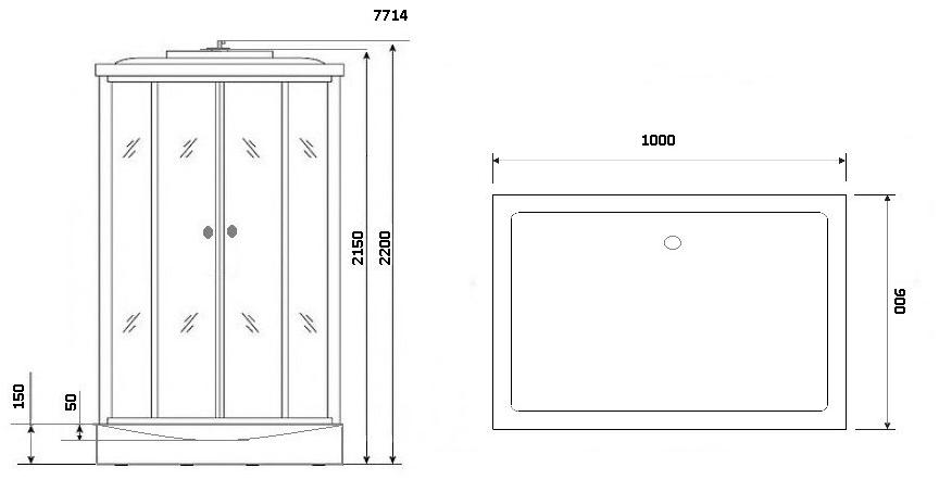 Душевая кабина NG-7714W (1000x900х2150) низкий поддон стенки БЕЛЫЕ Niagara Luxe - Вид №5
