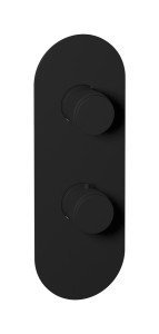 Комплект наружных частей термостата с дивертером на 3 потребителя - вертикальная овальная панель с ручками Reflex WE ARE IB eua712npnrx Matt Black Aqua