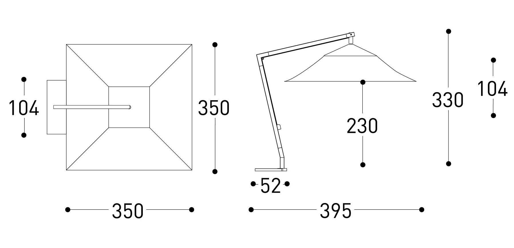 Анодированный алюминиевый квадратный зонтик Varaschin ARCH-00089214 - Вид №3