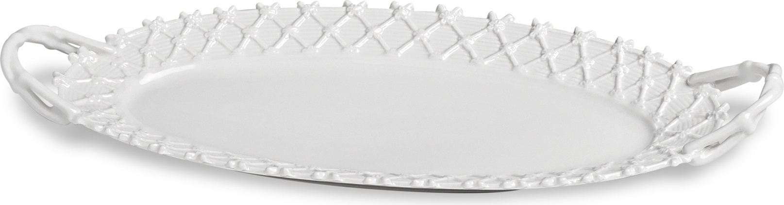 10595848 Lamart Блюдо с ручками 35см "Белая сетка" Фарфор, Керамика 