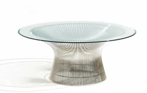 KNOLL Круглый журнальный столик из стали и хрусталя Platner