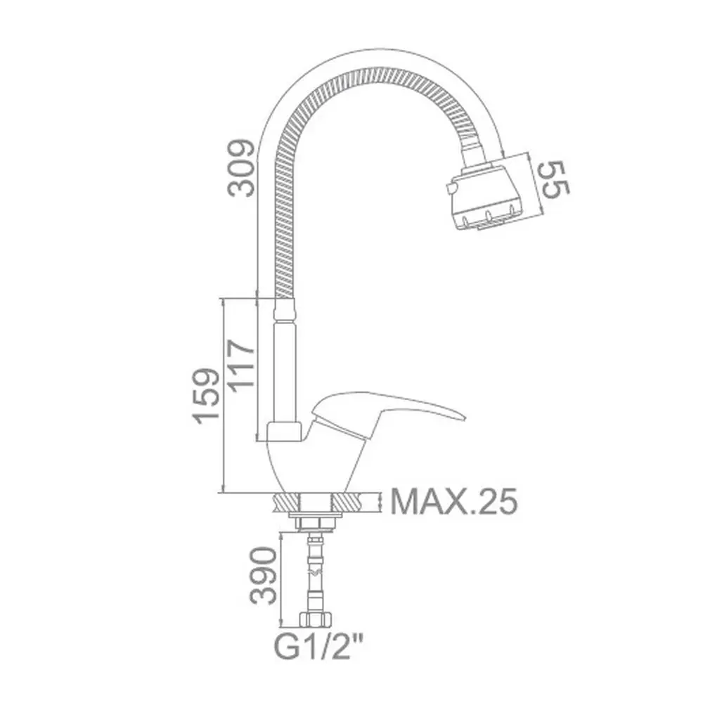 Клевер Olive Ov 519 - кухонный смеситель с гибким изливом и аэратором 84462563 STLM-0050332 - Вид №4