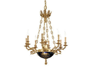 Градиентная золотая люстра с синим Кристаллом