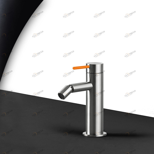 Смеситель для биде сталь матовая с оранжевой ручкой Toki Radomonte TKI4SCIL14