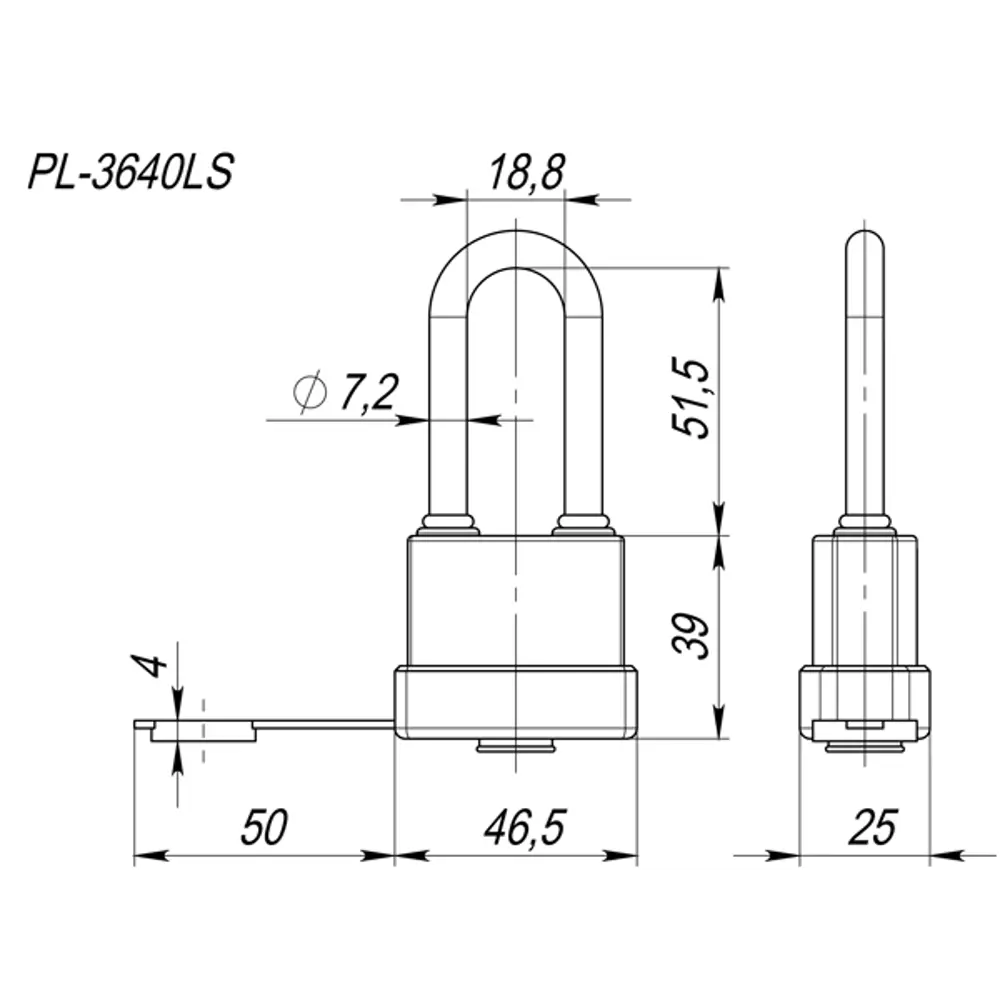 Замок навесной Fuaro PL-WEATHER-3640 LS 39x18.8 мм сталь 89408405 STLM-2196125  - Вид №2
